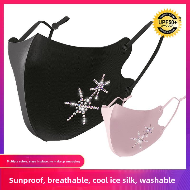 Cloth Face Mask Washable - Máscara Facial Feminina com Strass Brilhantes,